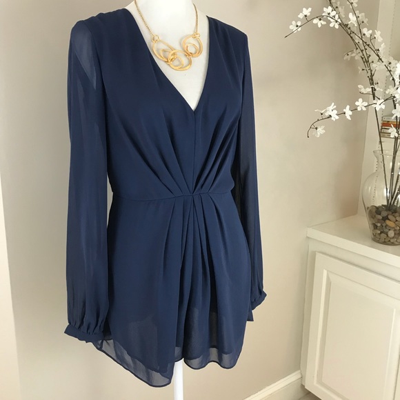 Topshop Other - Topshop Sheer Sleeve Romper w/ Front Draping 8